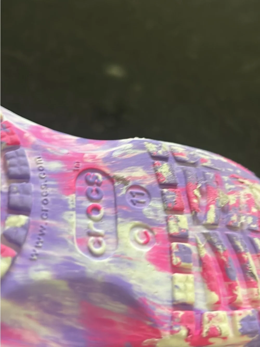 CROCS Kids Tie-Dye Clogs in Pink, Purple & White